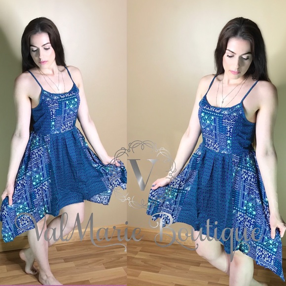 Blue Tribal Print Dress - Picture 3 of 4